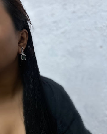 Green circ earring